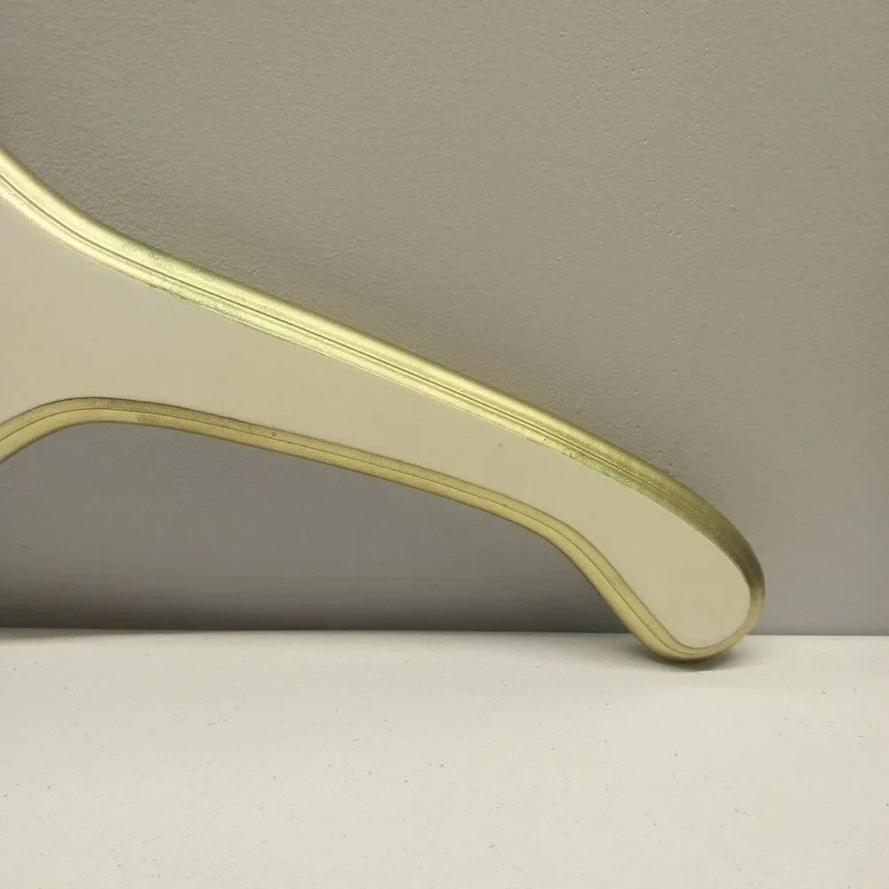 Vintage Wood Cameo Clothes Hanger Hollywood Regency Cream Gold Decorative Closet